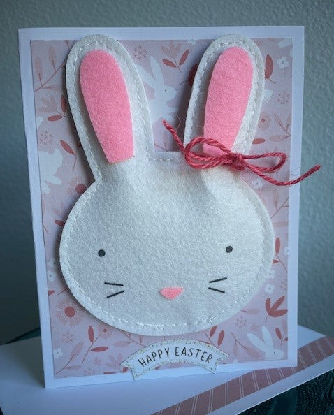 Felt Bunny Easter Greeting Card - $8.50 - 5" wide x 6.5" tall, with decorated envelope - $9, including S&H