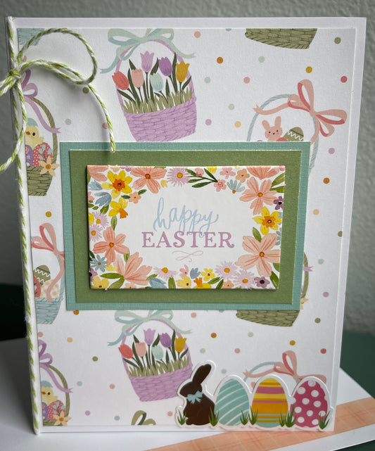 Easter Basket Greeting card - 5" wide x 6.5" tall, with decorated envelope - $9, including S&H