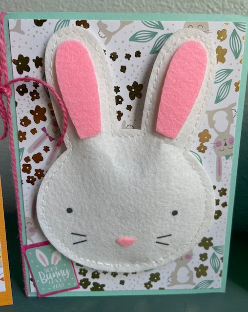 Felt Bunny Easter Greeting Card - $8.50 - 5" wide x 6.5" tall, with decorated envelope - $9, including S&H